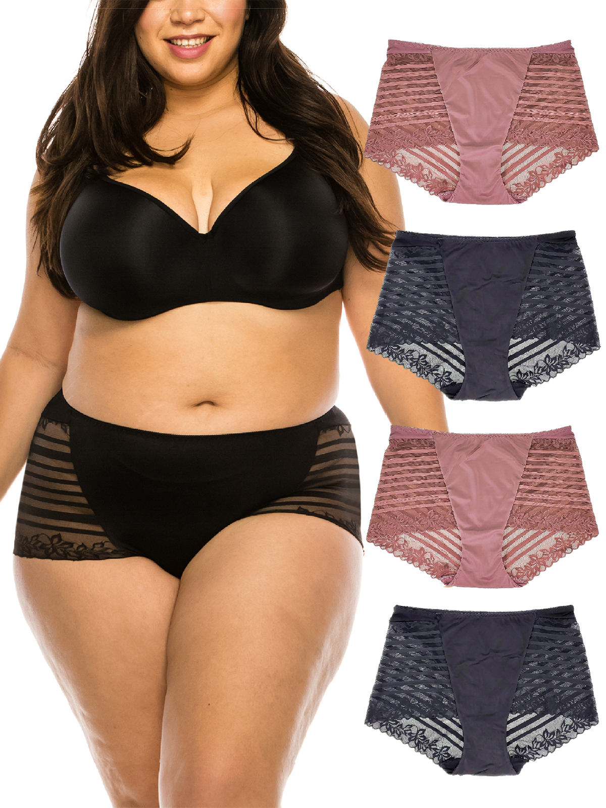 B2BODY Lace Boy Shorts Women’s Sexy Panties Small to Plus Size Multi-Pack