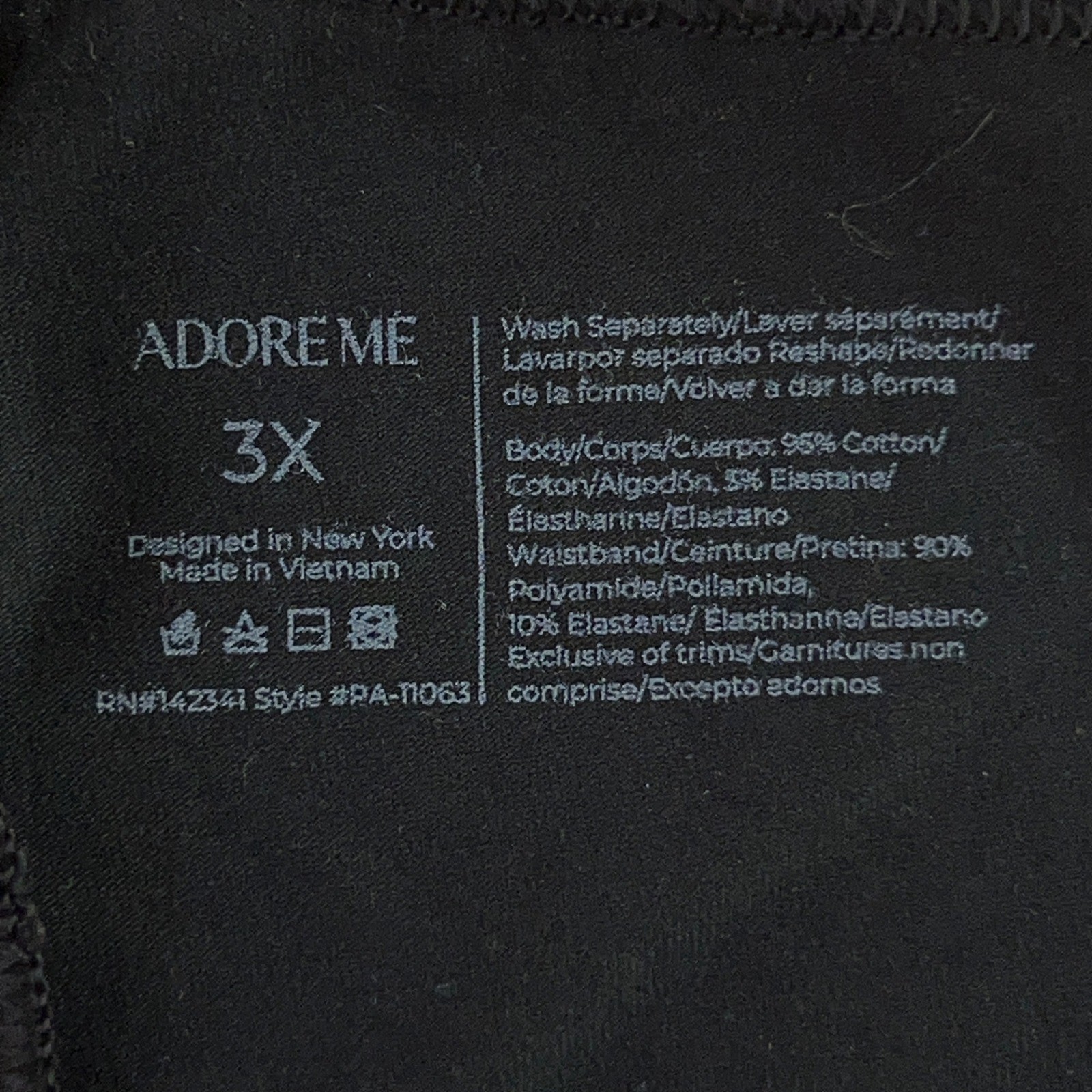 Adore Me Womens Size 3X Black Lace Waistband Cotton Blend Boy Short Panty NWT