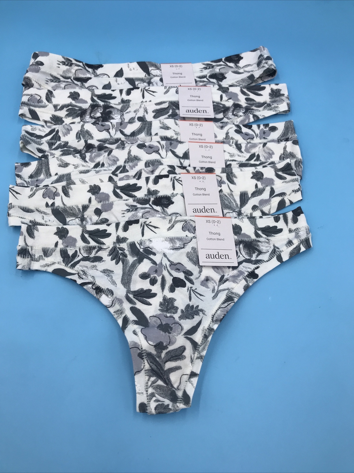 6 Auden Womens Thong Underwear Multi-Colored Grey XS (0-2) T3504
