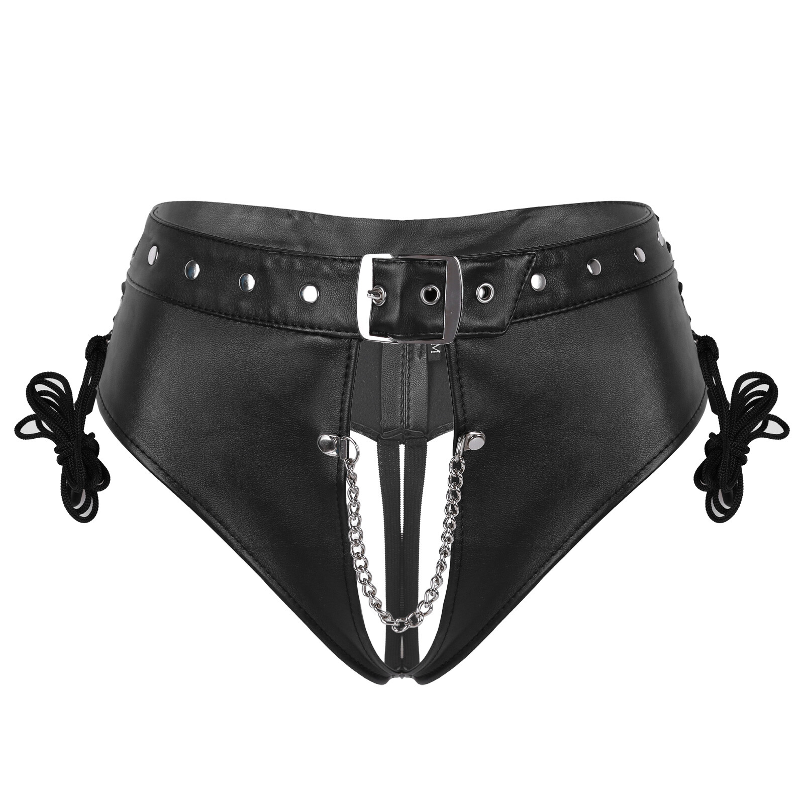 Hot Women Pu Leather Underwear Pants Crotchless Shorts Punk Panties Brief Club