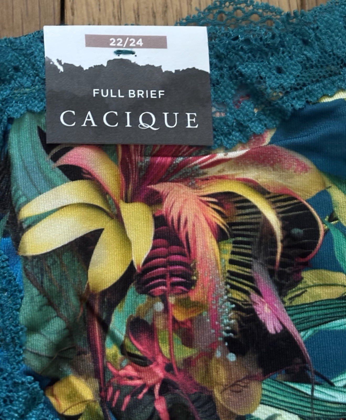 Plus Sz 22/24 Lane Bryant Cacique Lace Trim Full Brief Panty Teal Tropical Aqua