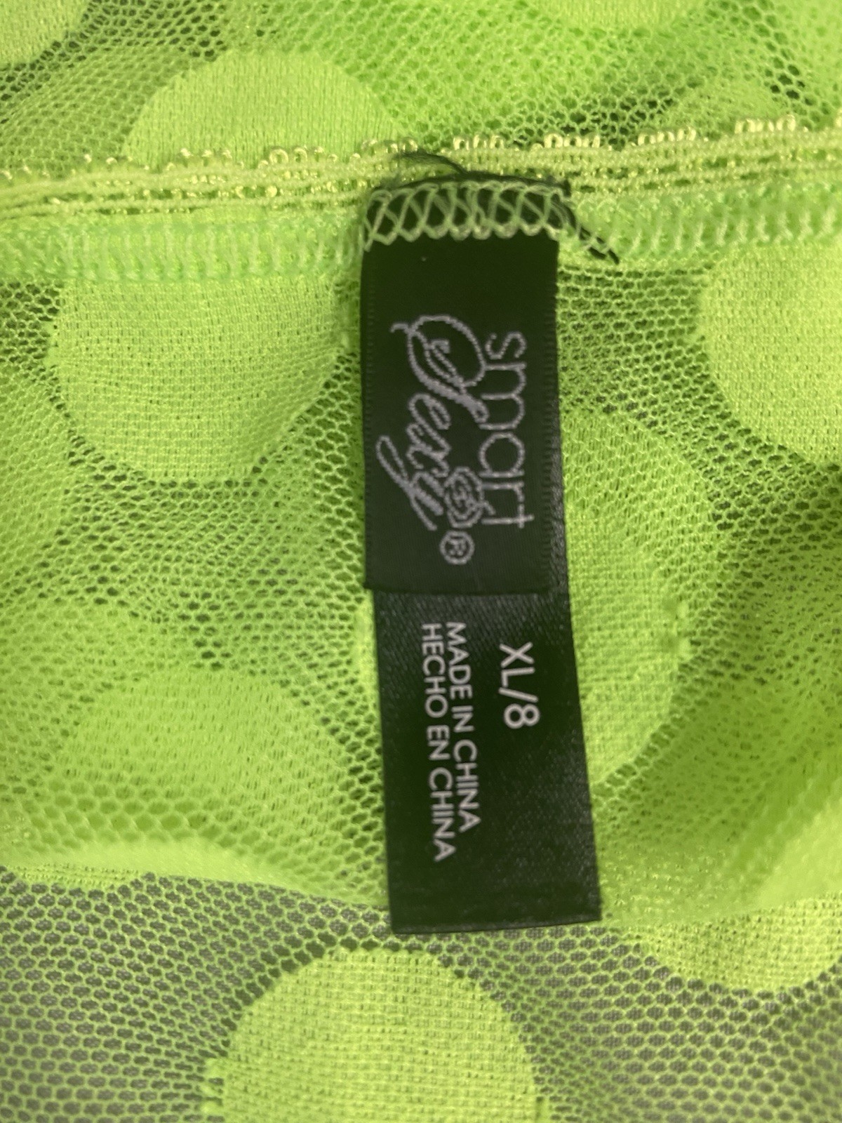 Smart & Sexy Underwear Womens XL/8 Lace Bikini Neon Green Polka Dots NWOT