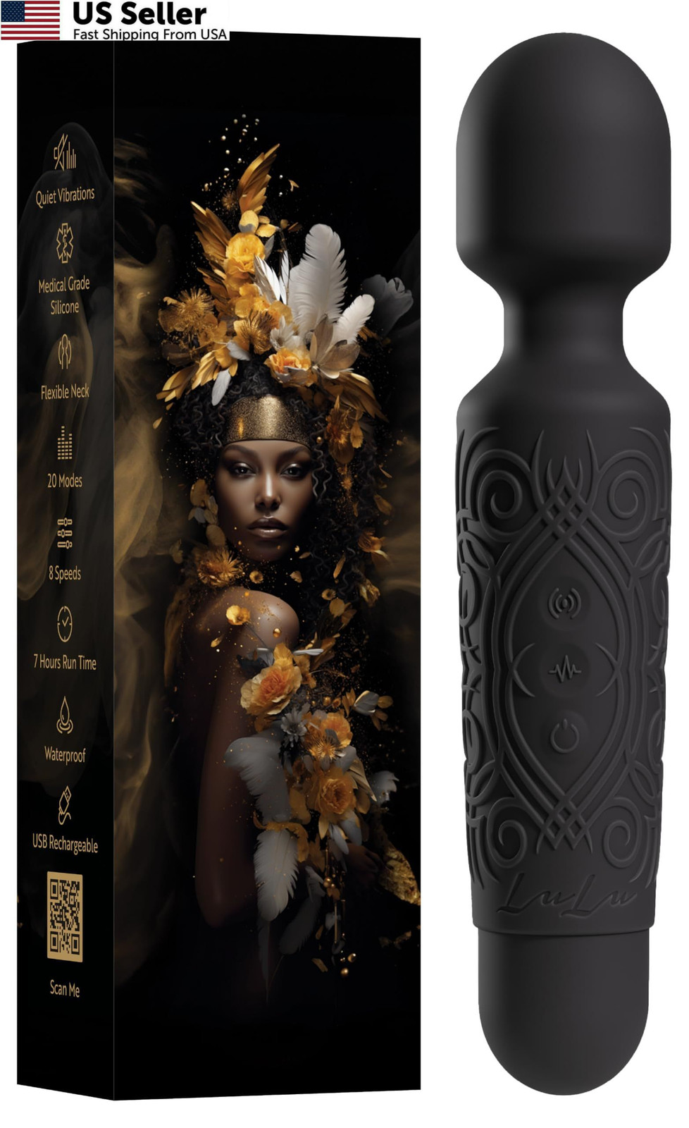 LuLu Wand Vibrator for Women – Powerful Magic Massager Regular, Black