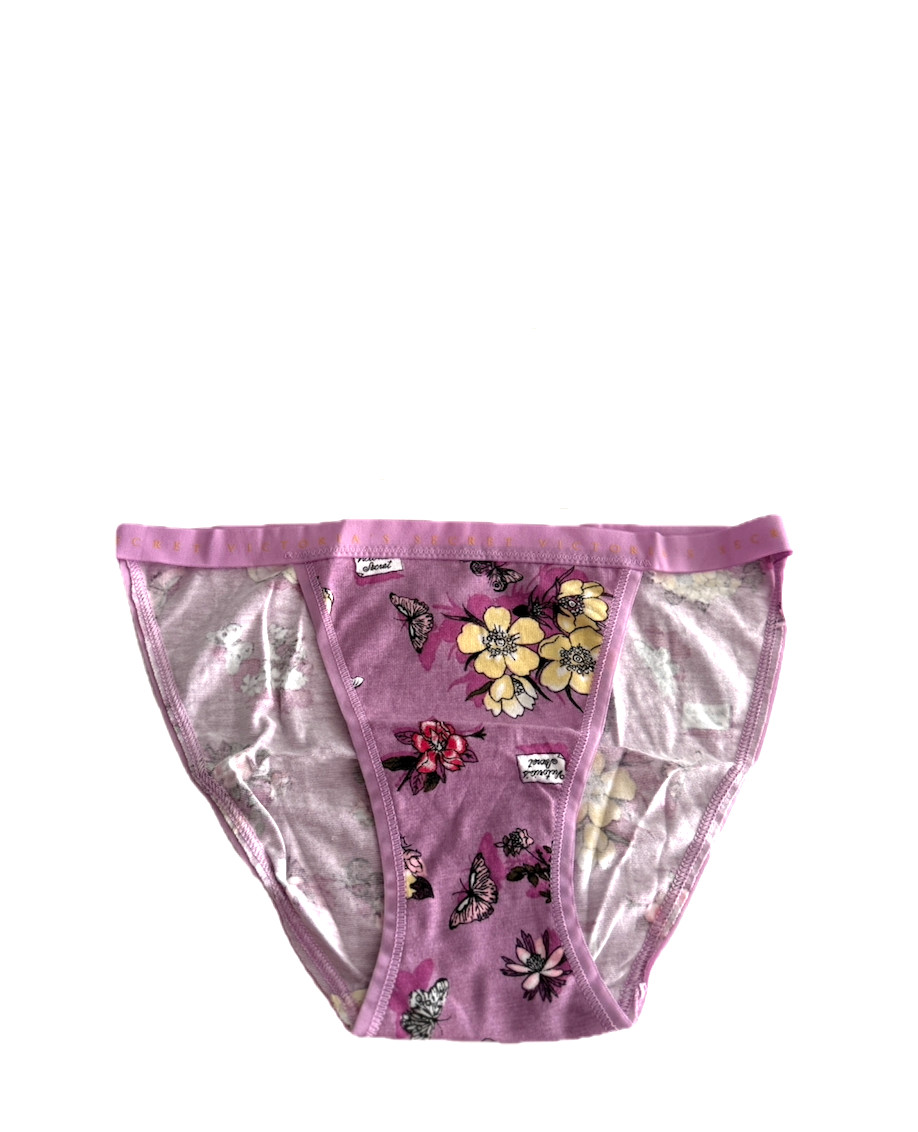 Victoria’s Secret Stretch Cotton String Bikini Panty Purple Floral