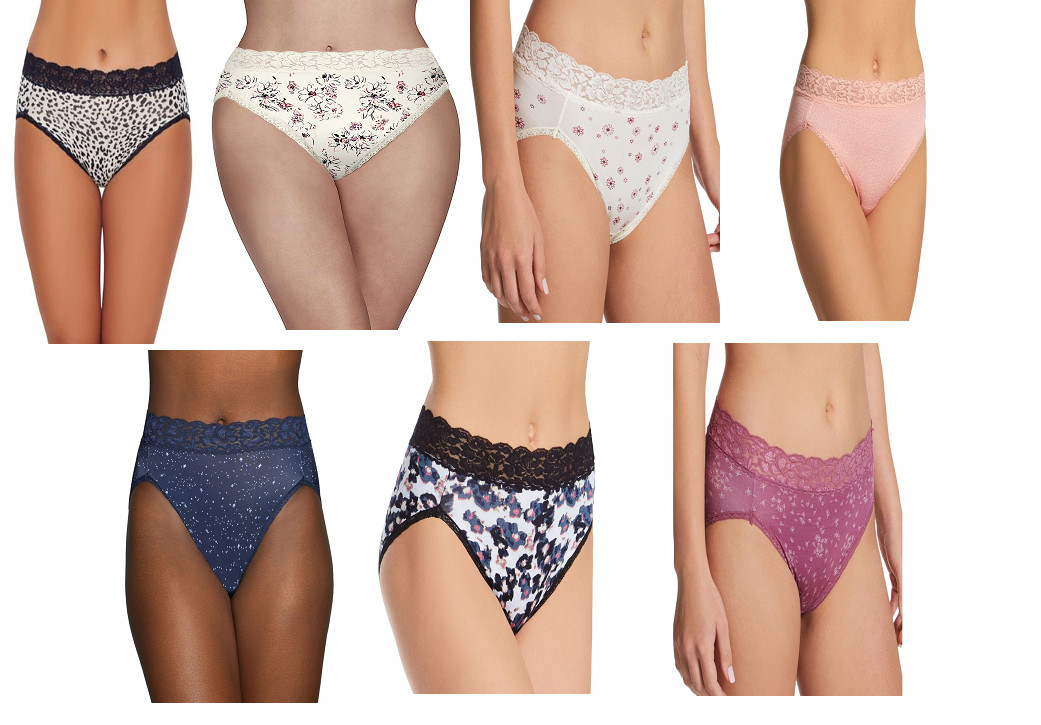 3 Pack Vanity Fair Womens Flattering Lace Hi-Cut Panties, 13280, Assorted Prints