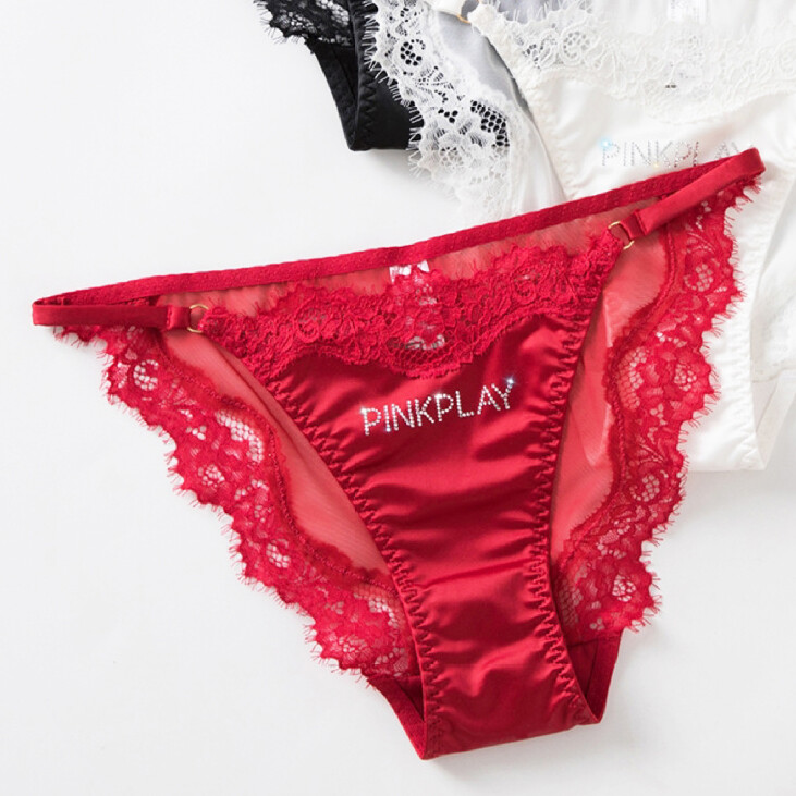 Pack Of 5 Sexy Womens Satin Panties Brief Sheer Lace Trim Lingerie String Bikini