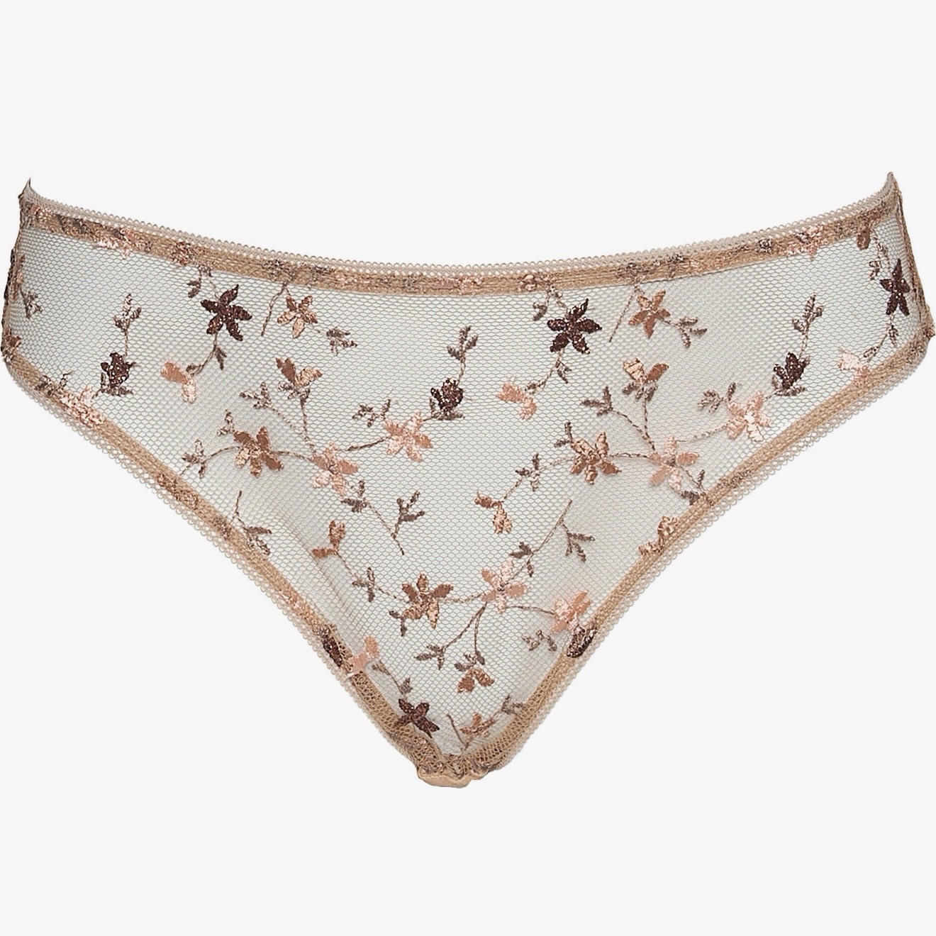Huit Reveuse Bikini Brief Neutre Beige Lace Floral Sz Large New French Lingerie
