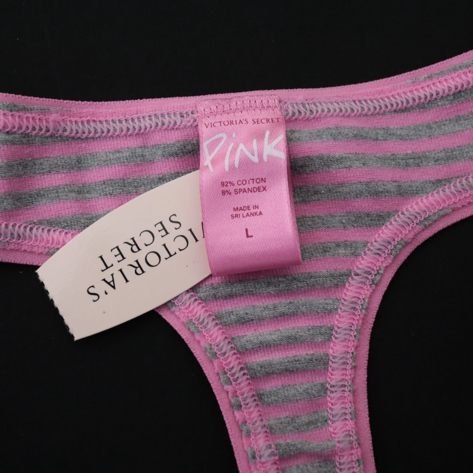 NEW Victoria’s Secret VTG PINK Rare Pattern Cotton Full Cut Thong Panty LARGE