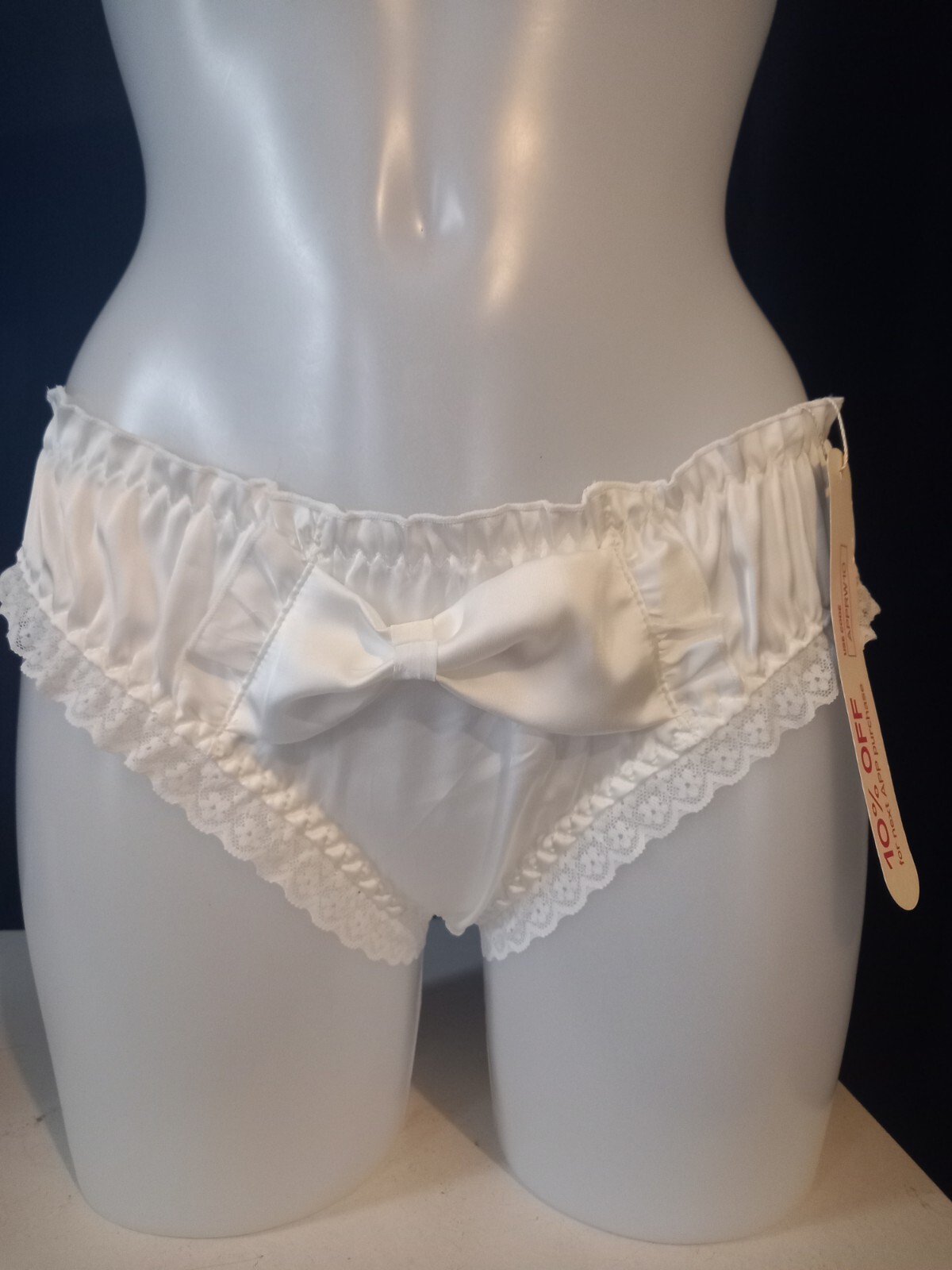 Woman’s Cute Shiny Silky Bow Design Women knickers Briefs MED-LG white