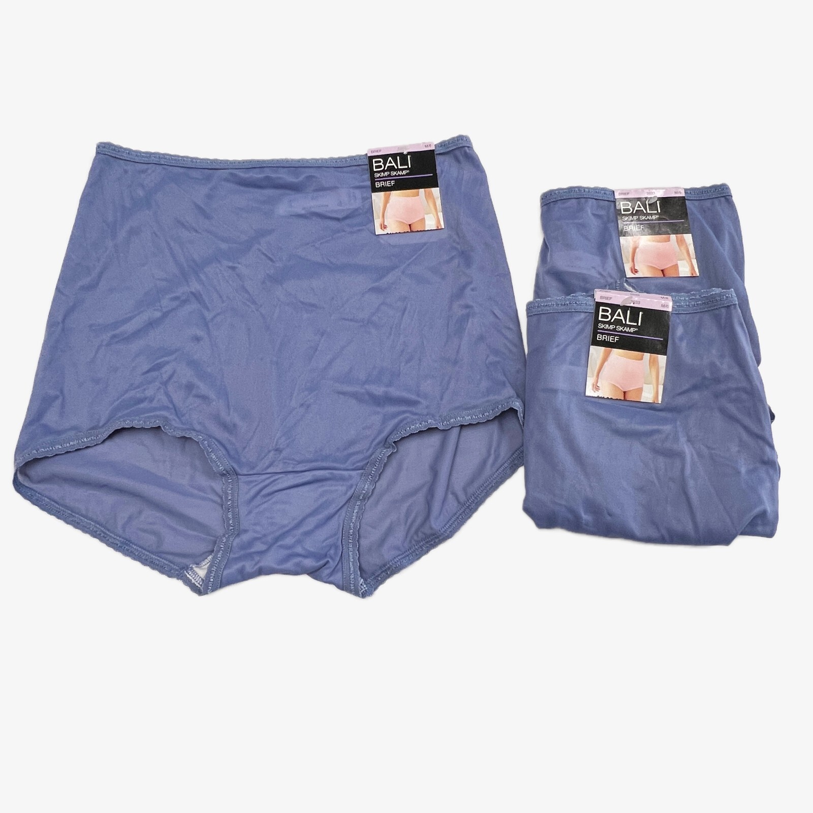 3 Bali Skimp Skamp Brief Panty M 6 Full Coverage Nylon Panties NWT 2633 MEDIUM