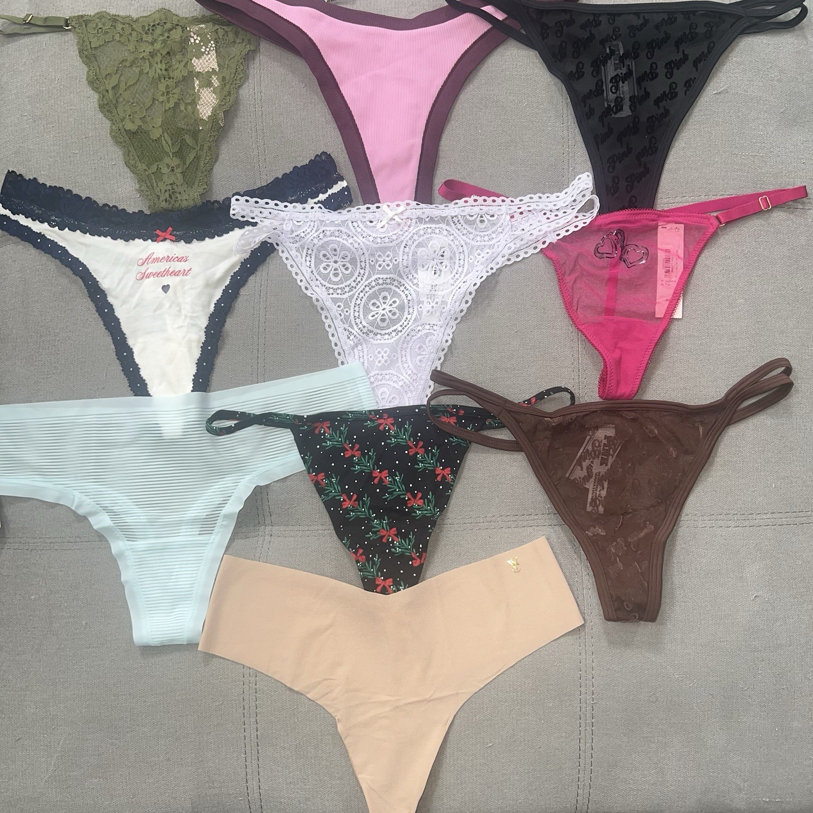 Bundle of 10 Victoria’s Secret Size M Medium Thongs Panty Underwear Panties New