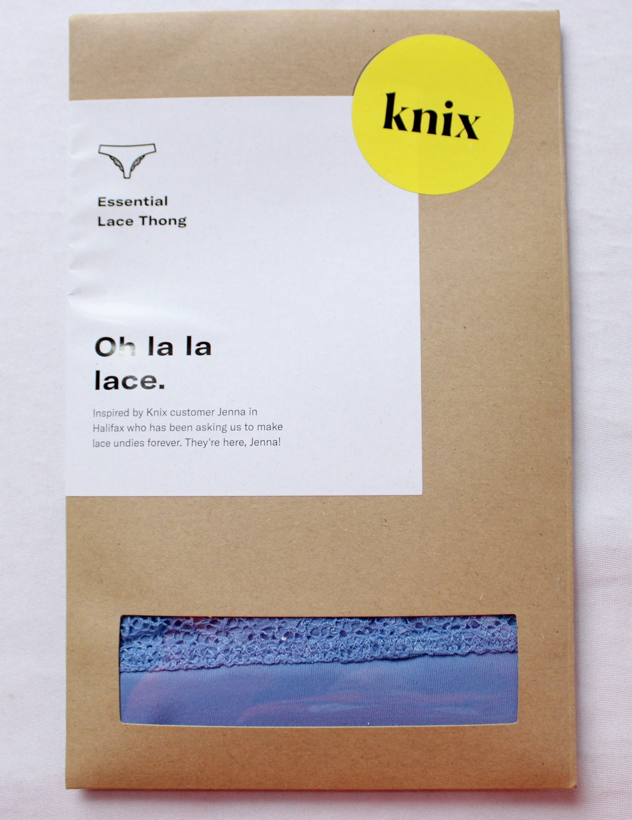 Knix Women’s Mid-Rise Stretchy Essential Lace Thong DH3 Daylight Large NWT