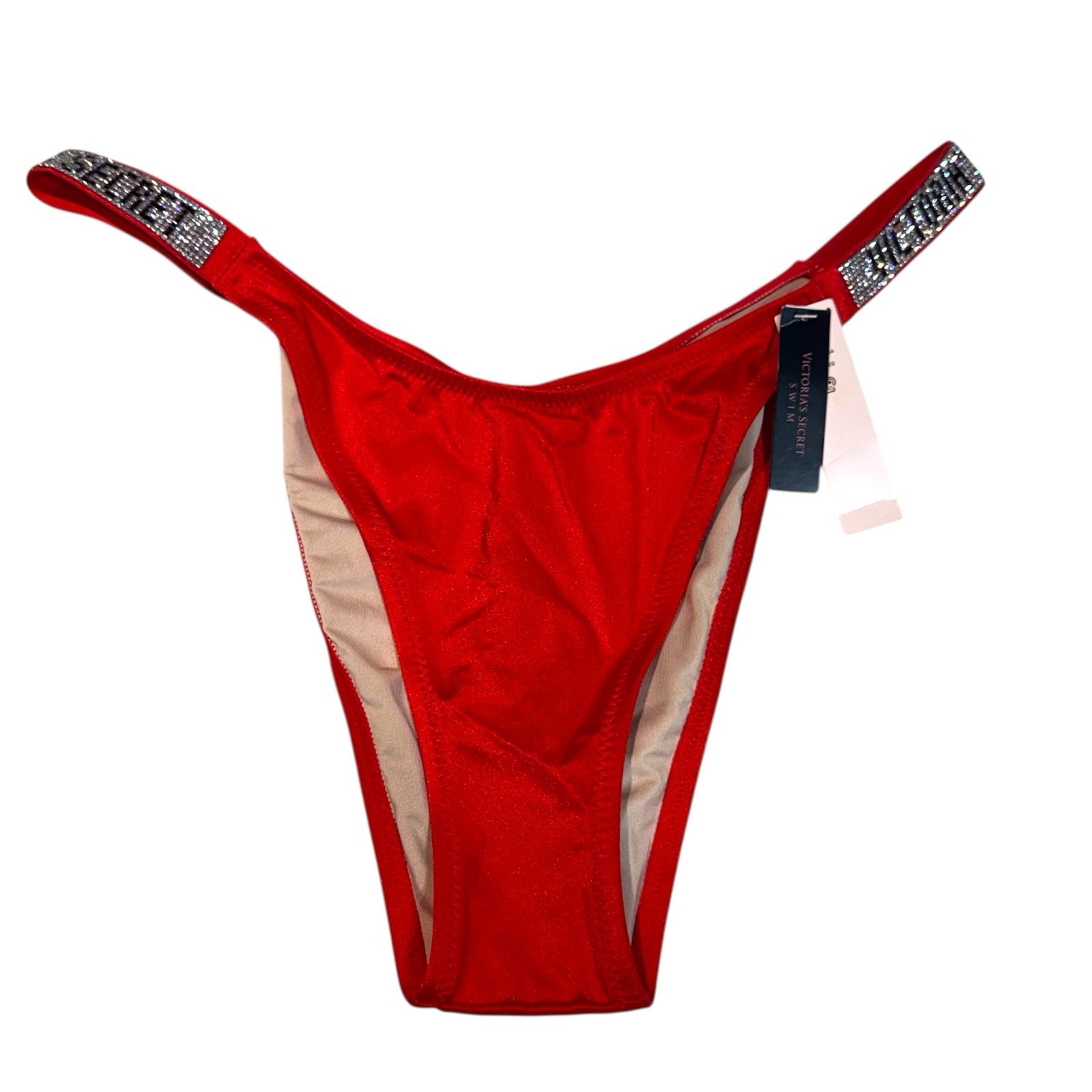 Victoria’s Secret Very Sexy Red Logo Bikini Panty Size Large NWT Rhinestones