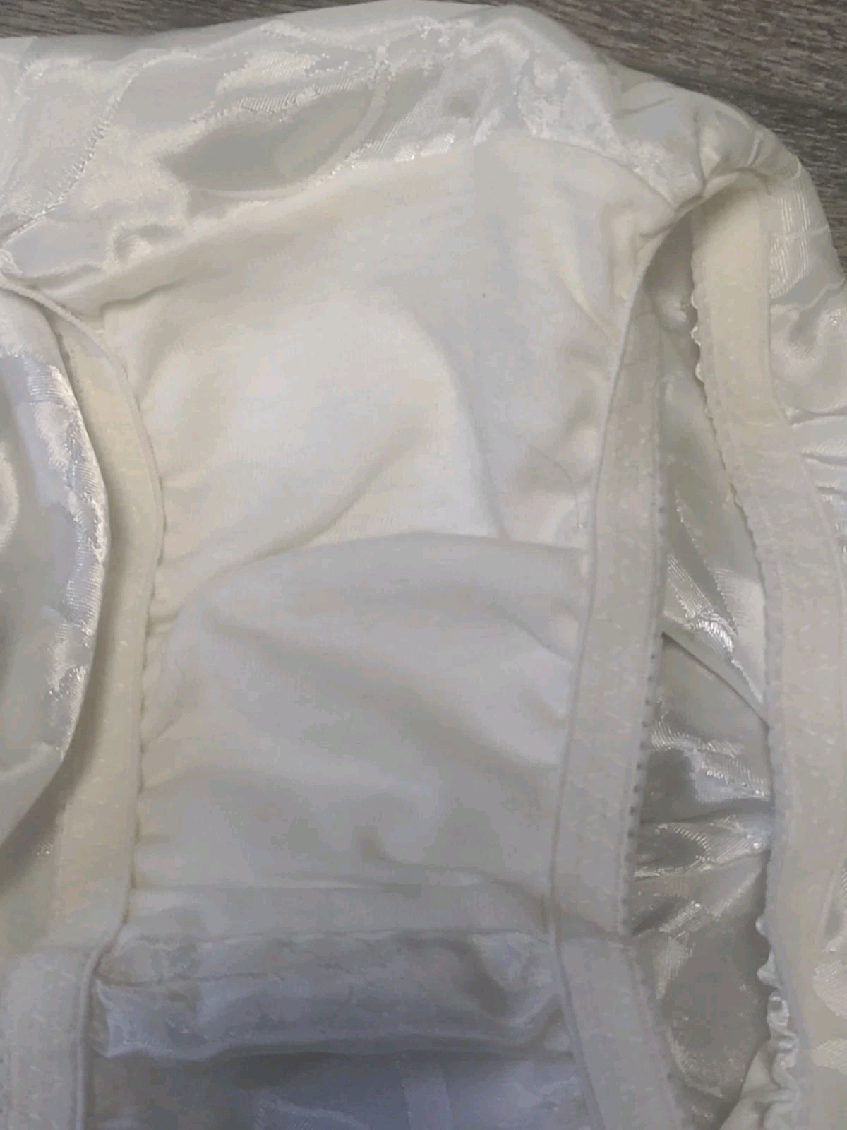 Vtg Satin Flutter Tap Panty Ivory Floral Embossed Classified Size Large