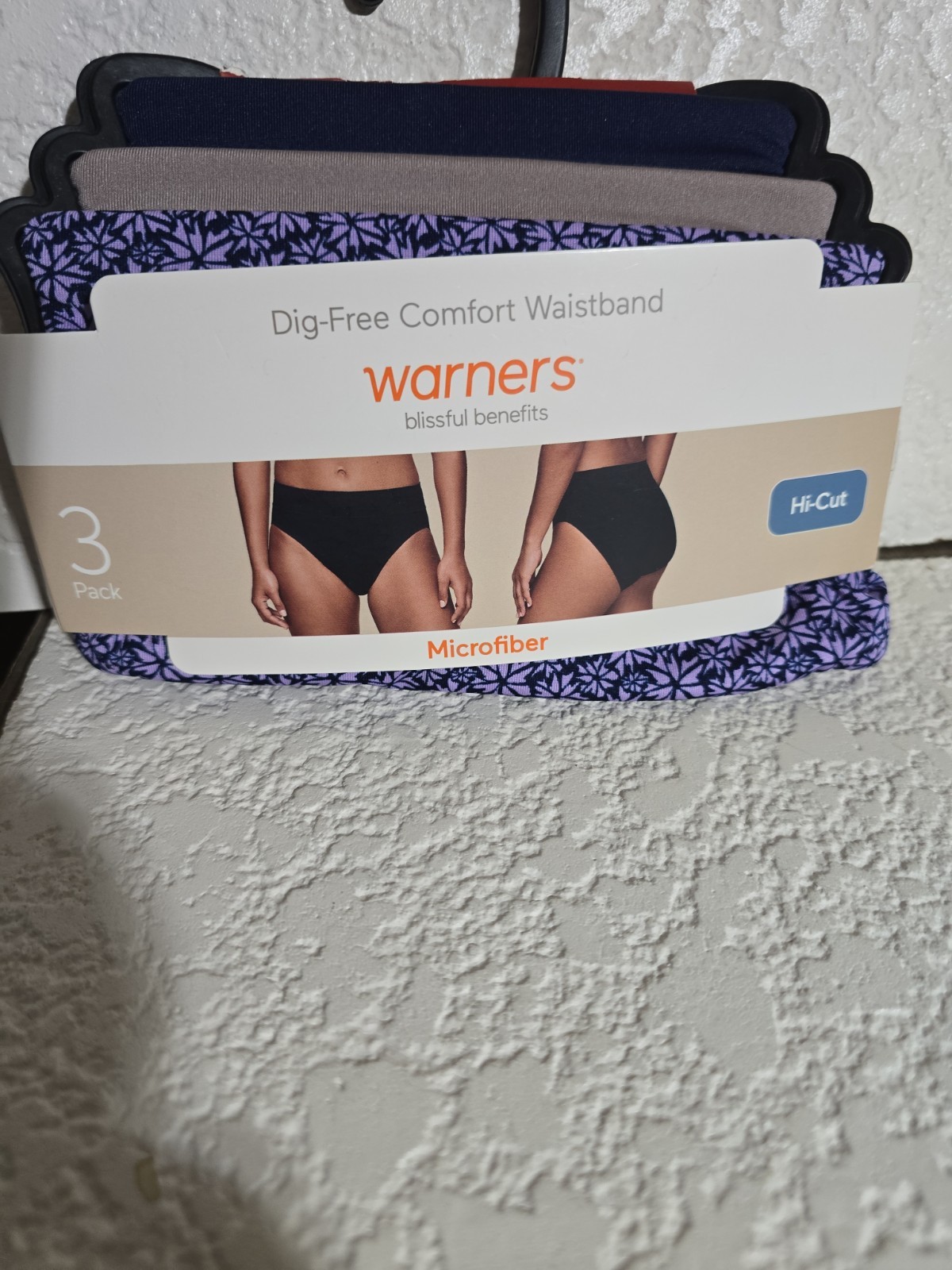 WARNER’S BLISSFUL BENEFITS 3 Pr DIG FREE WAIST MICROFIBER HI-CUT NWT SZ L