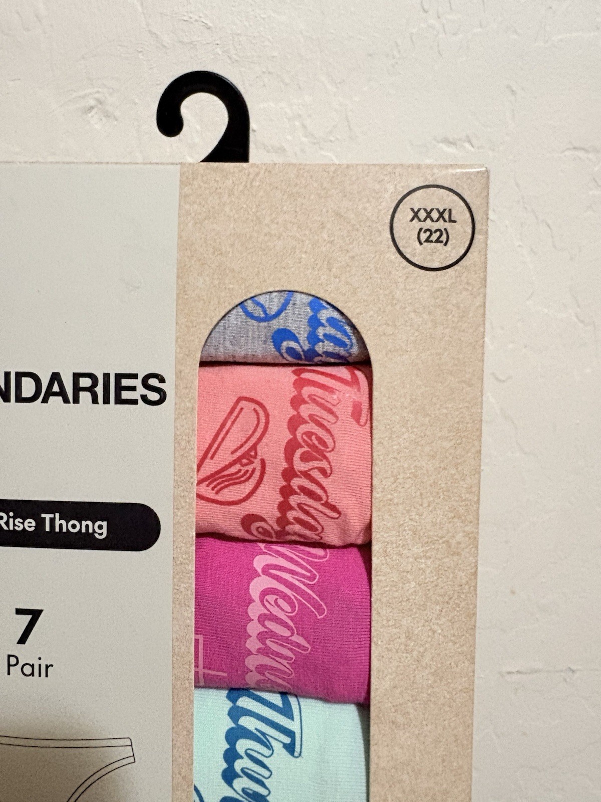 2 Box of No Boundaries Women’s Mid-Rise Thong Panties Cotton Stretch 7-Pack XXXL