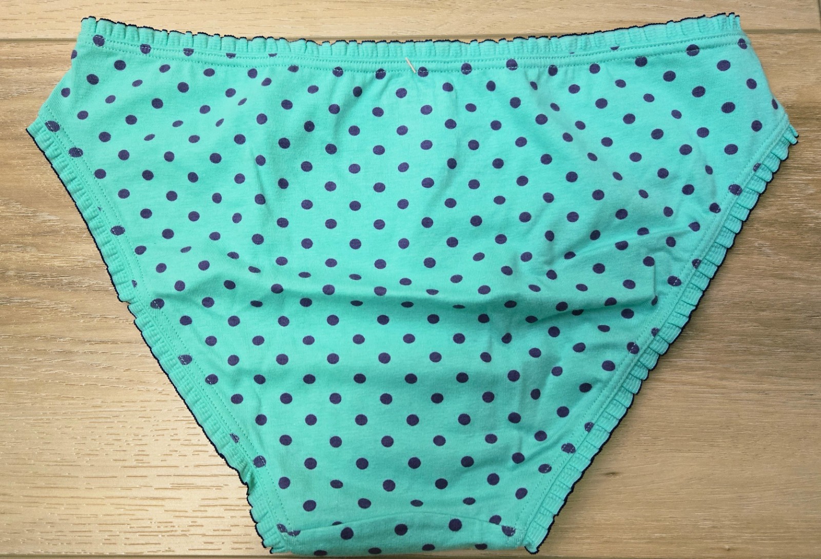 NWT Vintage Victoria’s Secret Green Polka-Dot Cotton Ruffled Bikini Panties S