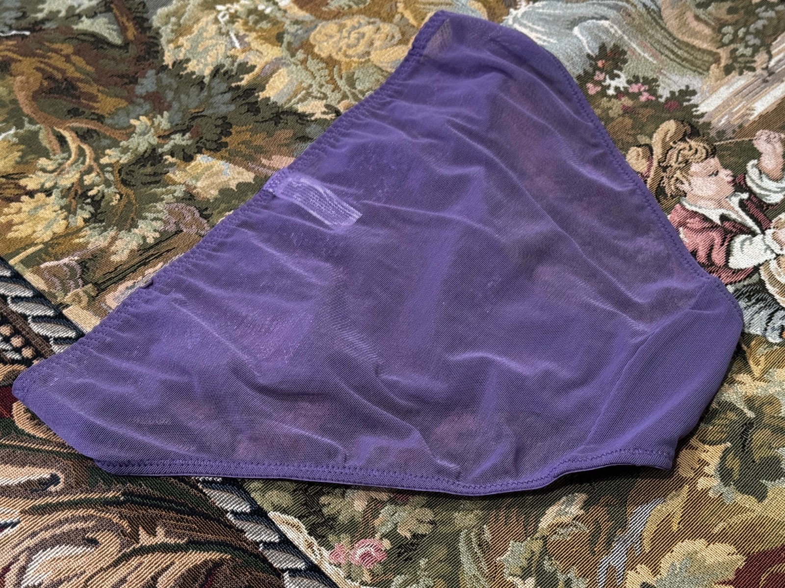 WACOAL 64391 GRAPE COMPOTE EMBRACE LACE SEMI SHEER BIKINI PANTIES LARGE
