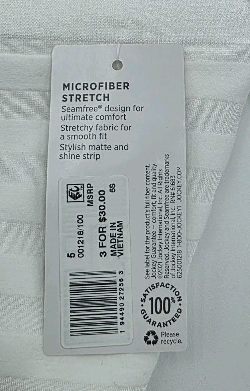 Jockey Matte & Shine 3-Pack Briefs Size 5 Microfiber Stretch and Seamfree New