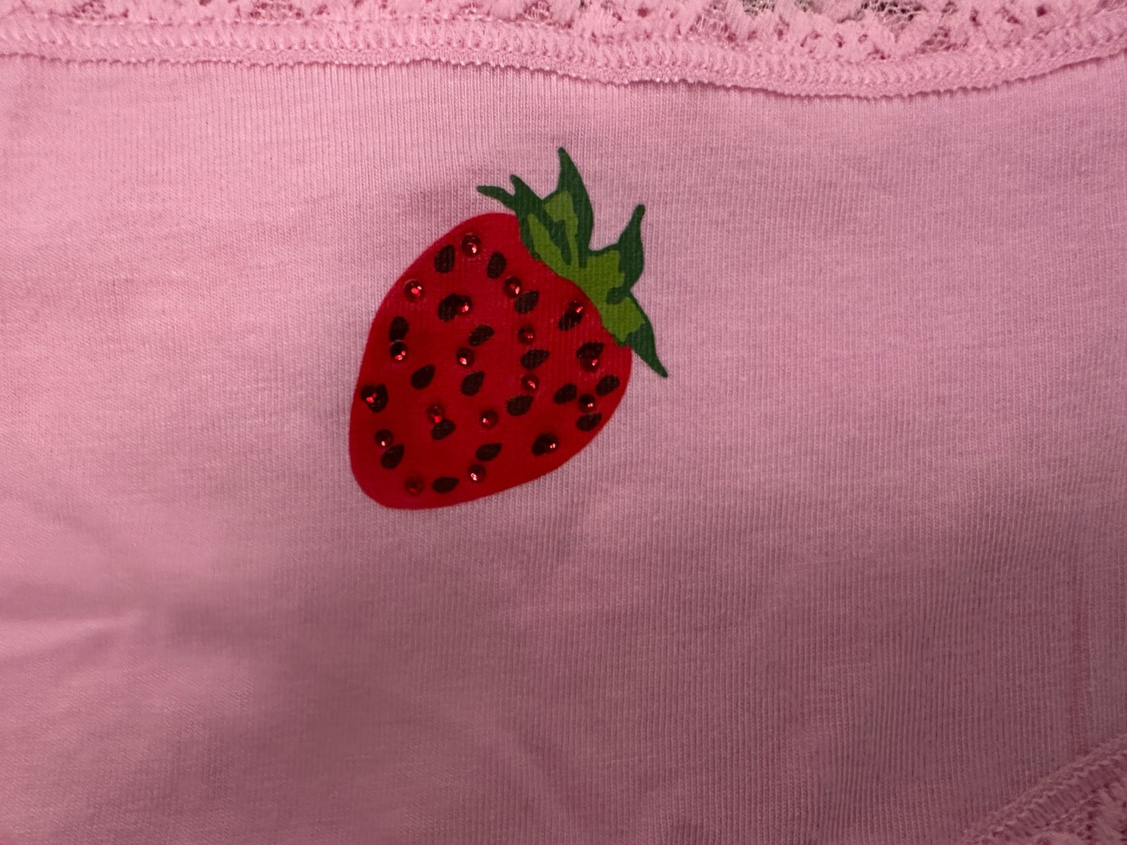 NWT Victoria’s Secret COTTON LACE WAIST CHEEKY Panty Cupid Pink Strawberry M