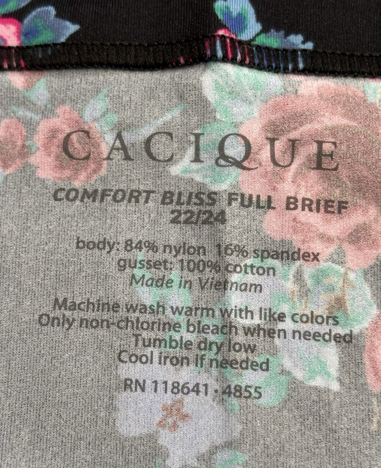 Plus Sz 22/24 Lane Bryant Cacique Comfort Bliss Full Brief Nylon Black Red Rose