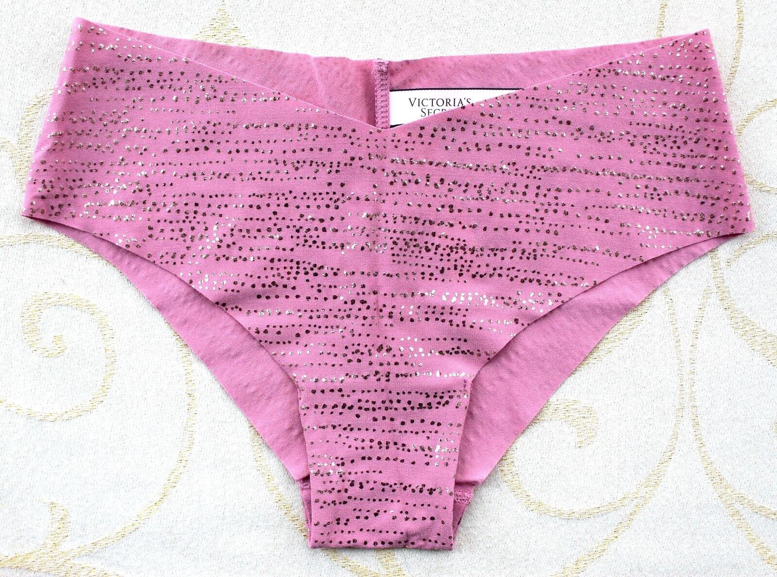 NWT Victoria’s Secret Cheeky Panty No Show Pink Gold Shimmer Panty XS