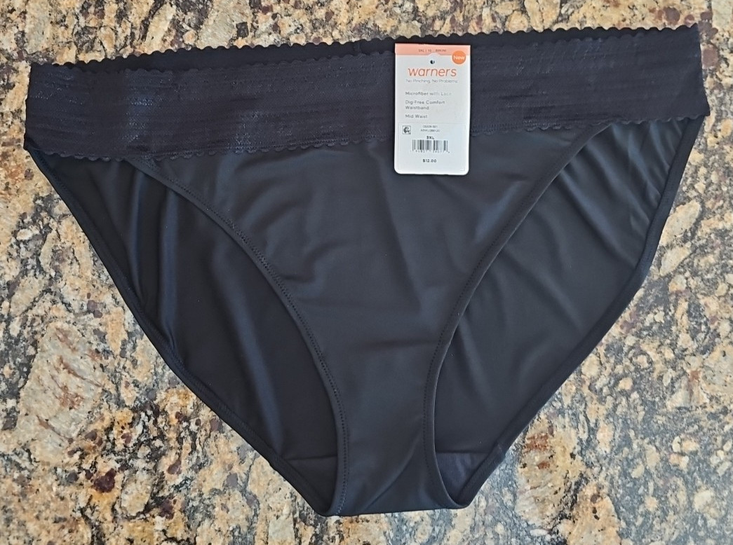 Women’s Warners BIKINI Panties MICROFIBER w/Lace No Pinch No Problem 4-PK 10 3XL