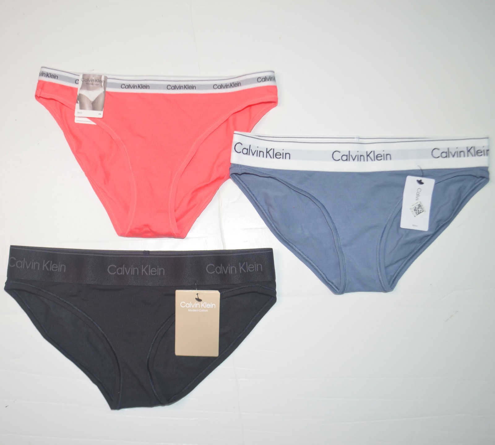 3 Pack CALVIN KLEIN Carousel Logo Cotton Blend Bikini Underwear Sz XS