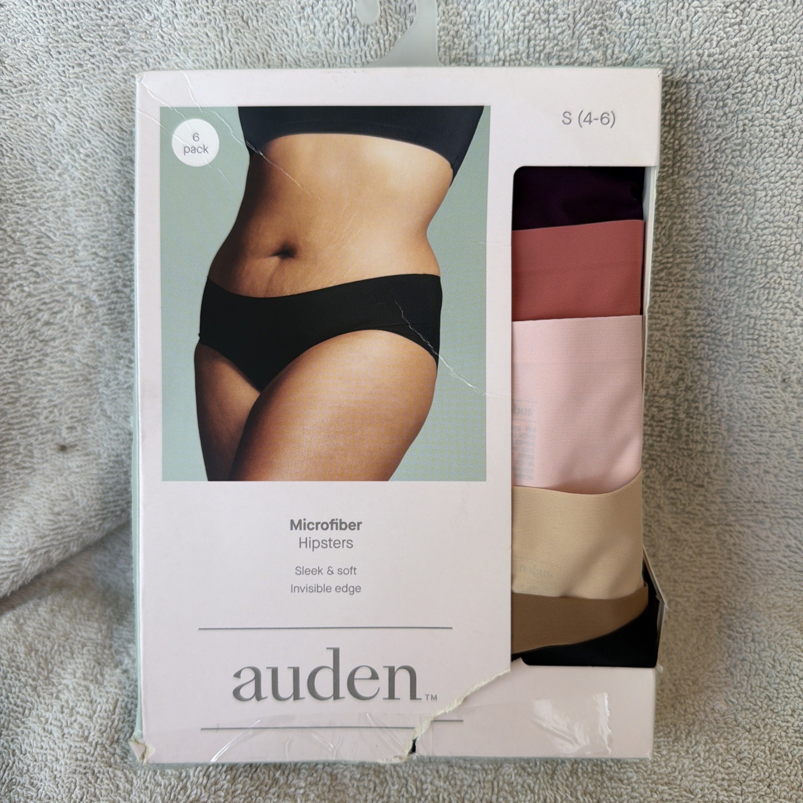 Auden Womens Microfiber Hipster Panties 6 Pack Multi Color Invisible Edge S 4-6
