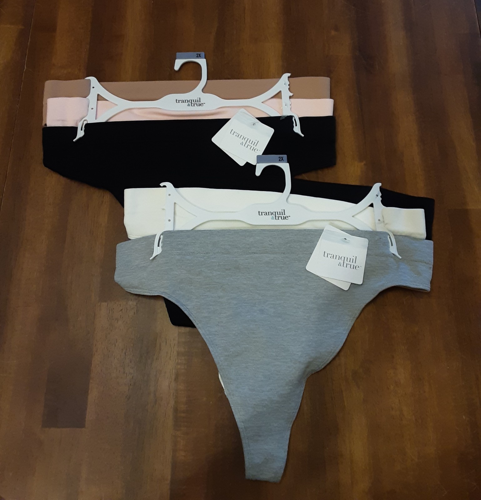 Set Of 6 Ladies Thongs~ Size 2X ~ Ribbed & Seamless~ Tranquil & True~ NEW W/tag