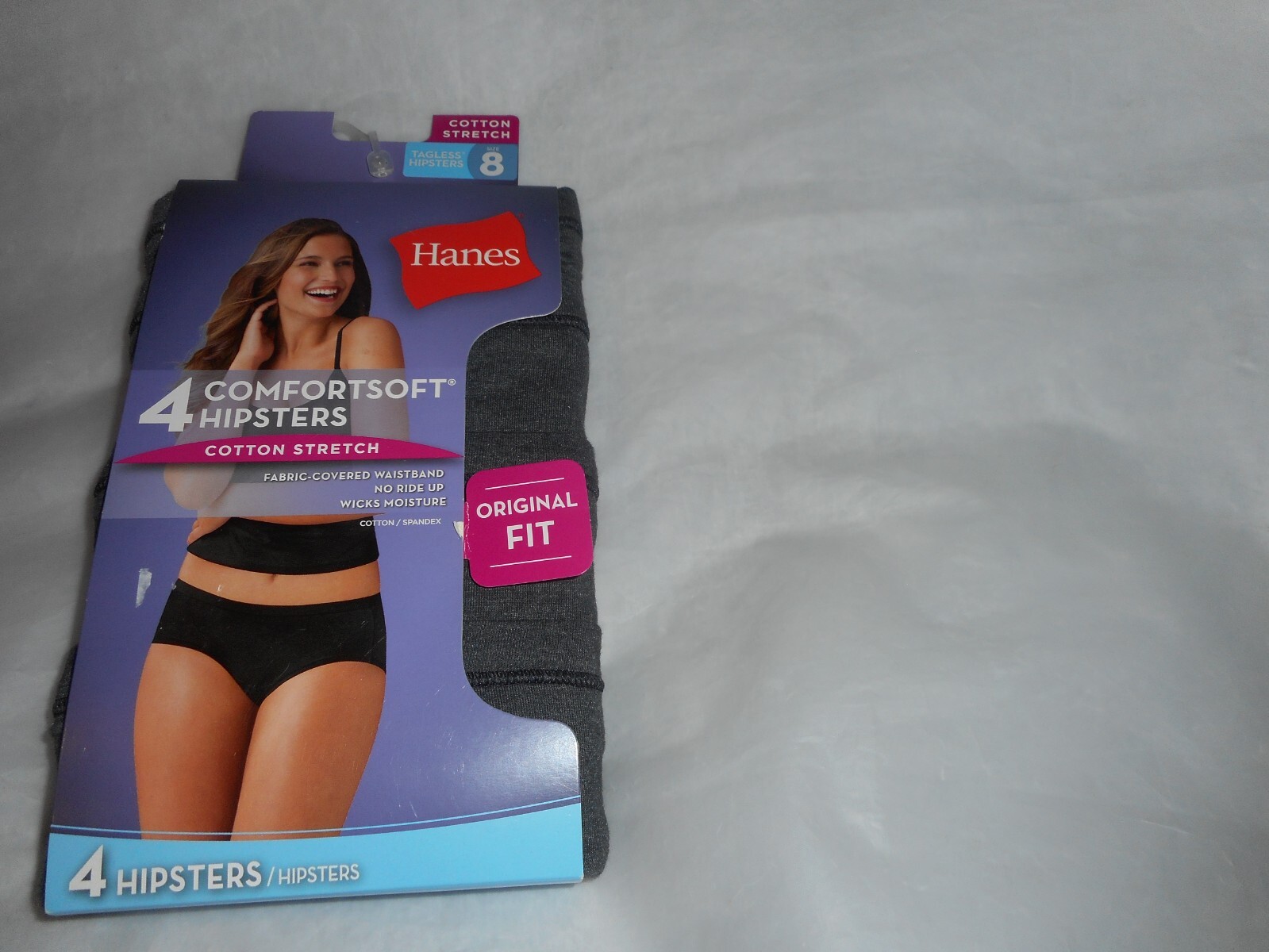 Hanes 4 Pack Comfortsoft Black Hipster Cotton Stretch Panty Size8/ XtraLarge