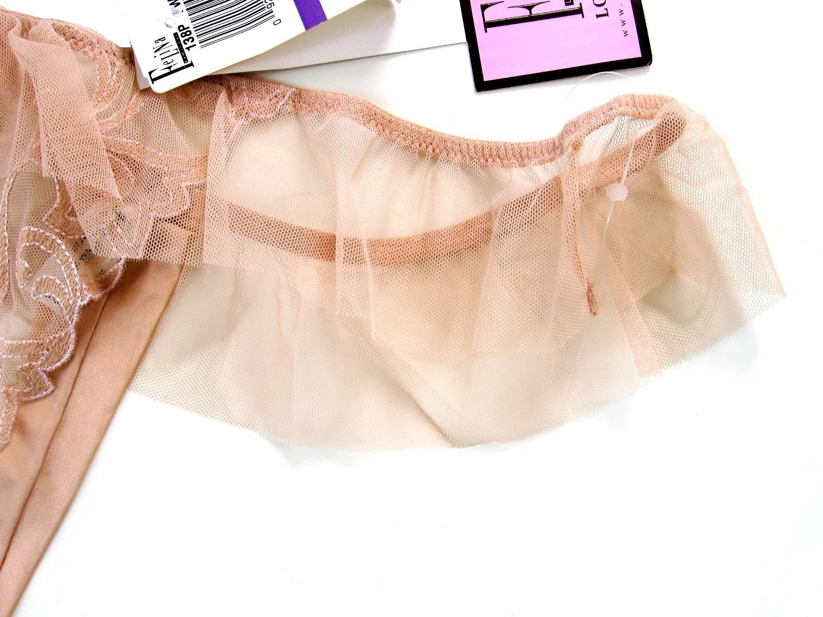 X0141 Felina Intimates NEW 138P Embroidery Lace Ruffle Tulle Waistline Thong XXL