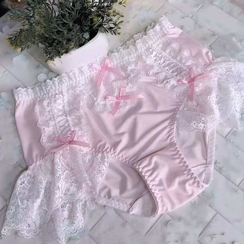 Oversized Sweet Womens Lace Bow Panties Briefs Japanese Princess Lolita Knickers