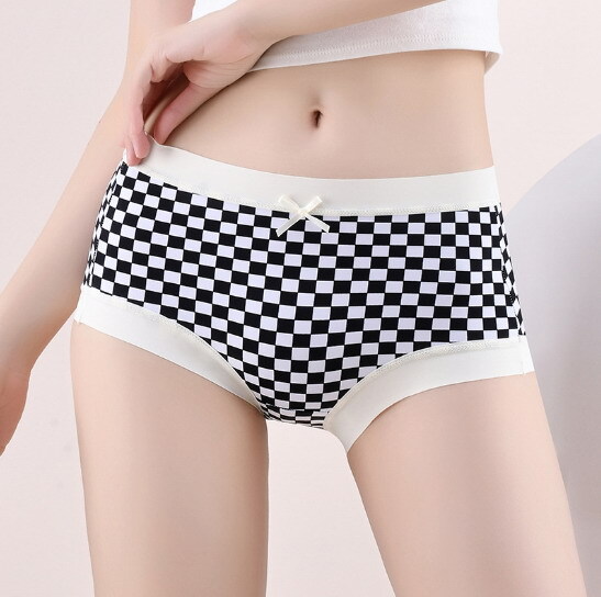 Women High waist Briefs Floral Ice silk Seamless Plus size Underpants 90801