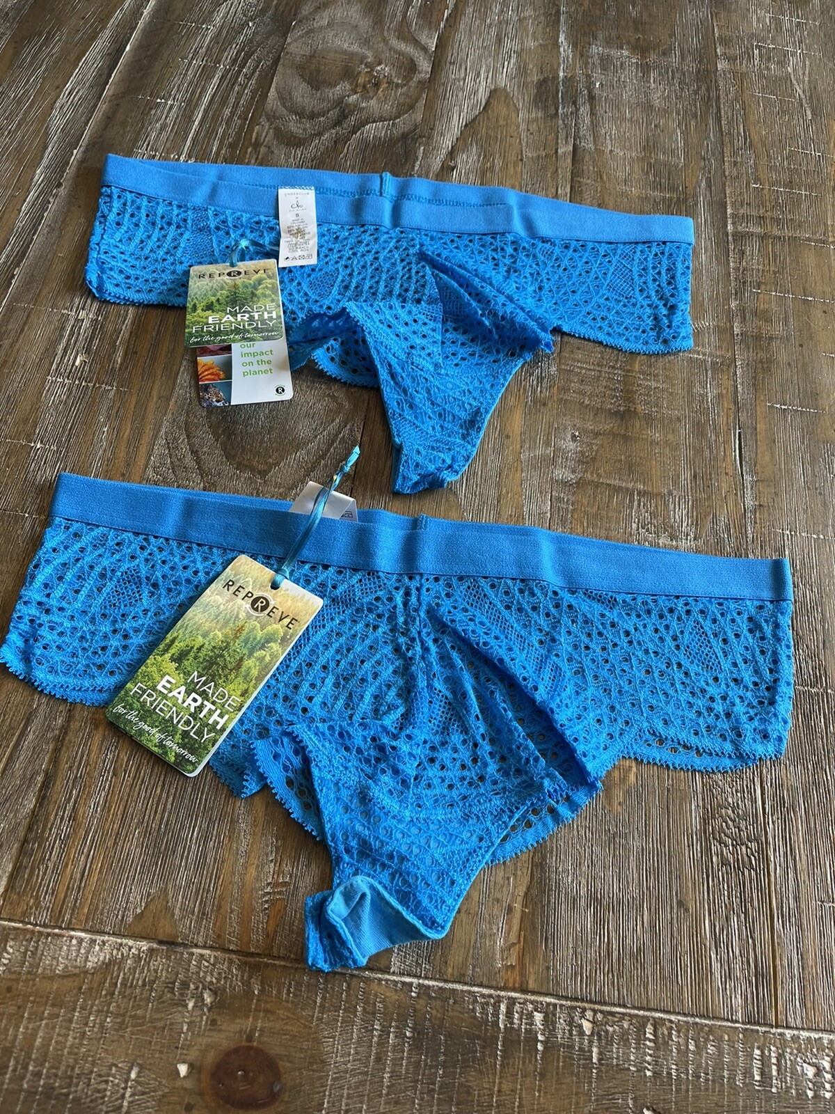 Clo Intimo Repreve Lace Thong 2 pack NEW Blue Size Small NEW