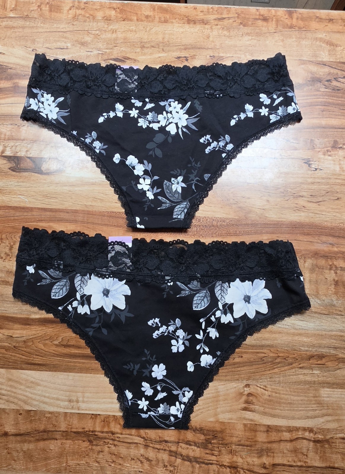 2 Pair Ladies Auden XL Panties~Cheeky~Black/Floral Lacey~NWT