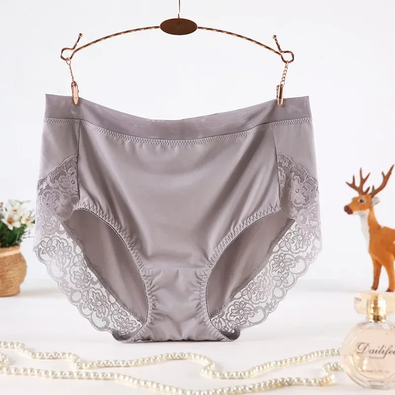 High Waist Panties Briefs Lace Solid Color Plus Size Support Comfortable Fit