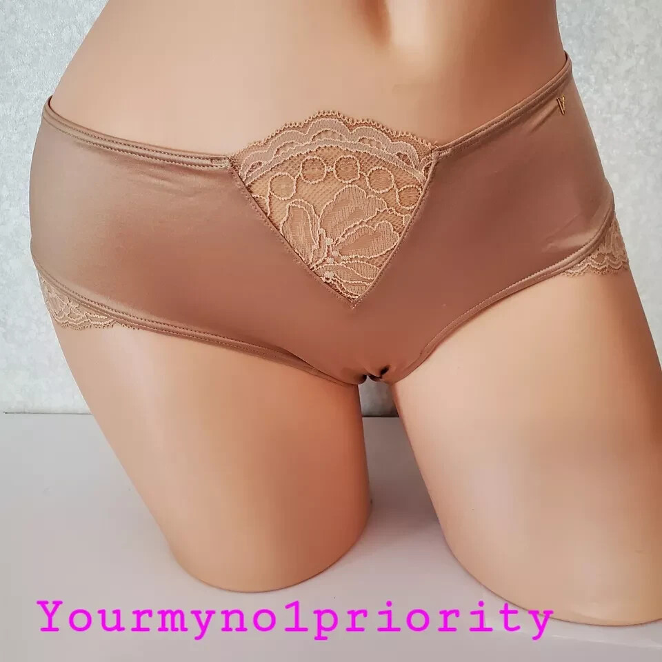 M Victoria Secret Very Sexy Satiny V Lace Front Cheeky Panty Gold V Front