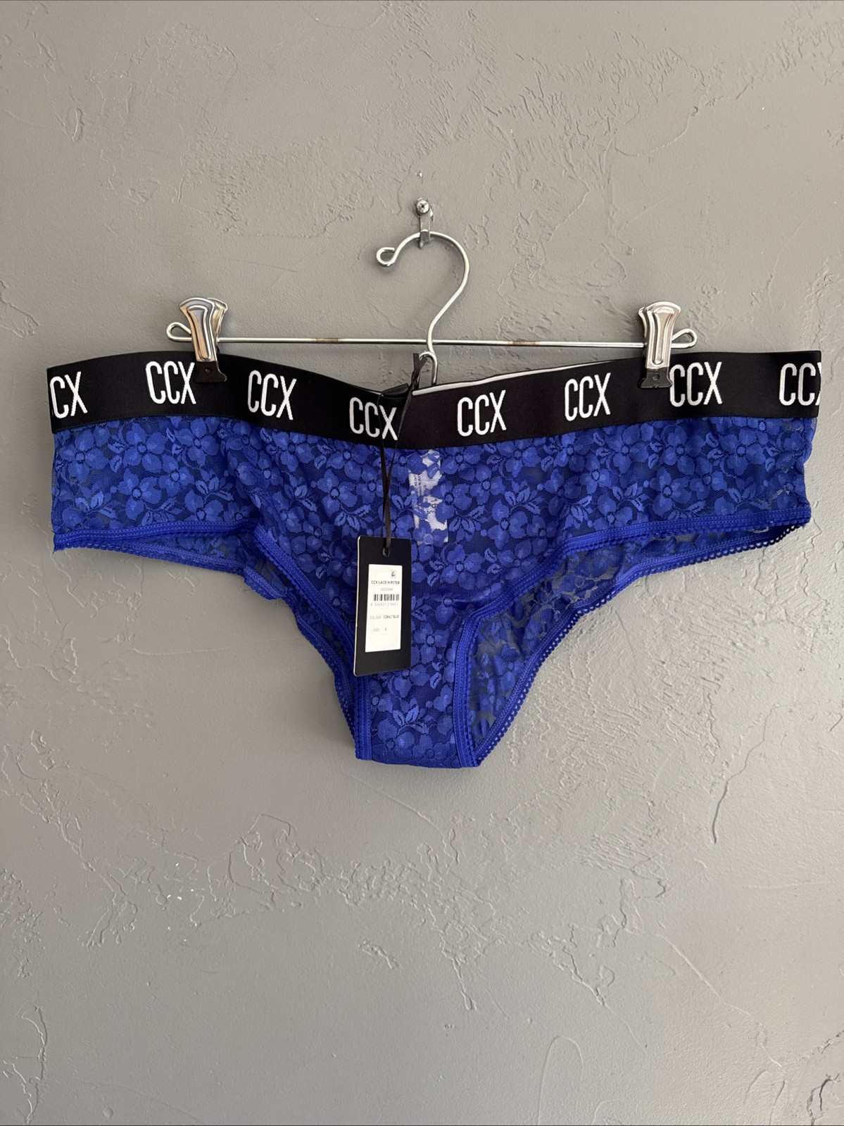 City Chic CCX Lace Hipster Thong Underwear Lingerie Cobalt Blue size S/16 NWT