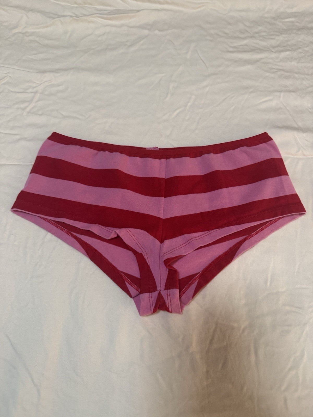 Vintage Y2K Victoria’s Secret PINK Red & Pink Striped Panty Boyshort Rare XS 06’