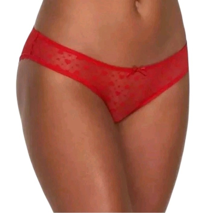 NEW Frederick’s of Hollywood Maree Lace Panties Size 1X Red Hearts Love Sexy
