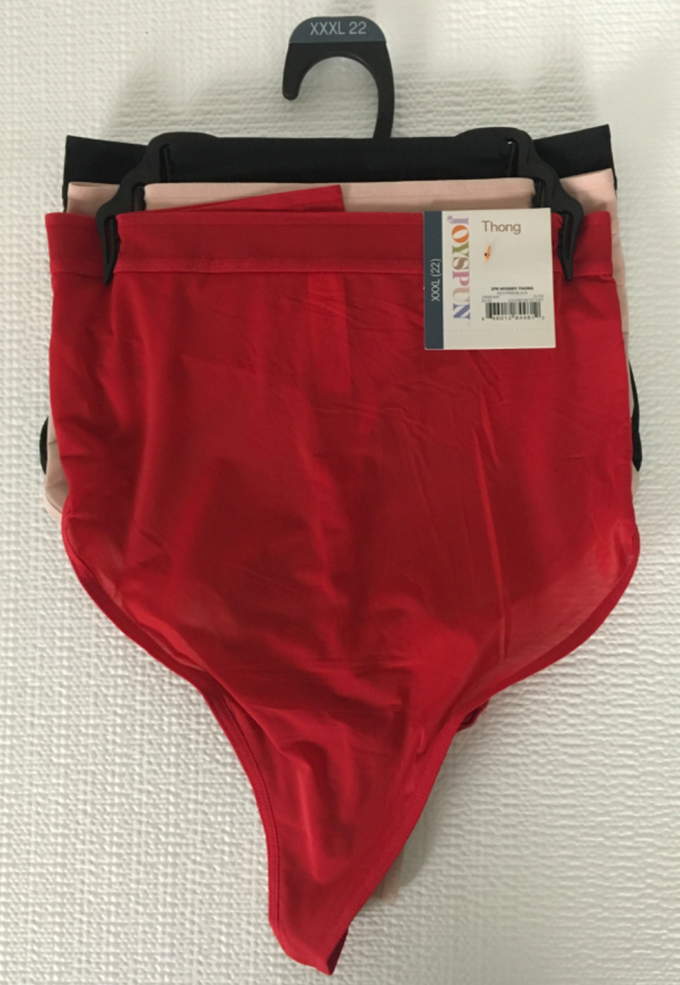 Joyspun 3 Pack Hosiery Thong Underwear Size XXXL 22 Red Black Lt Pink New w Tags
