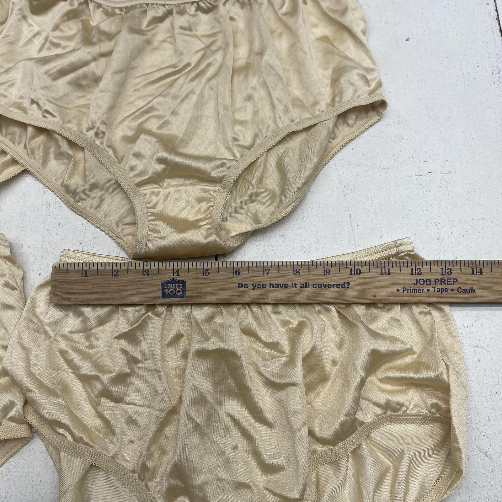 Teri Brief Panties Womens Medium Beige Nylon Satin 4 Pack Lightweight Stretch