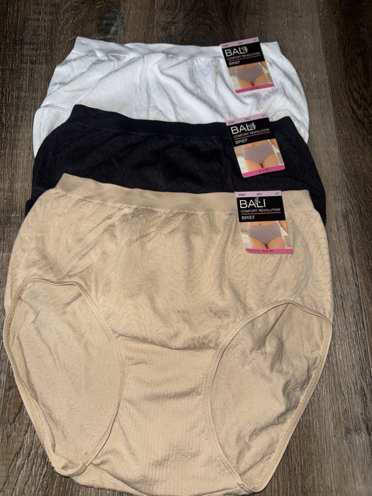 Bali 3-Pair Women’s Brief Underwear Panties Stretch Nylon Microfiber (A) ~ 6/7