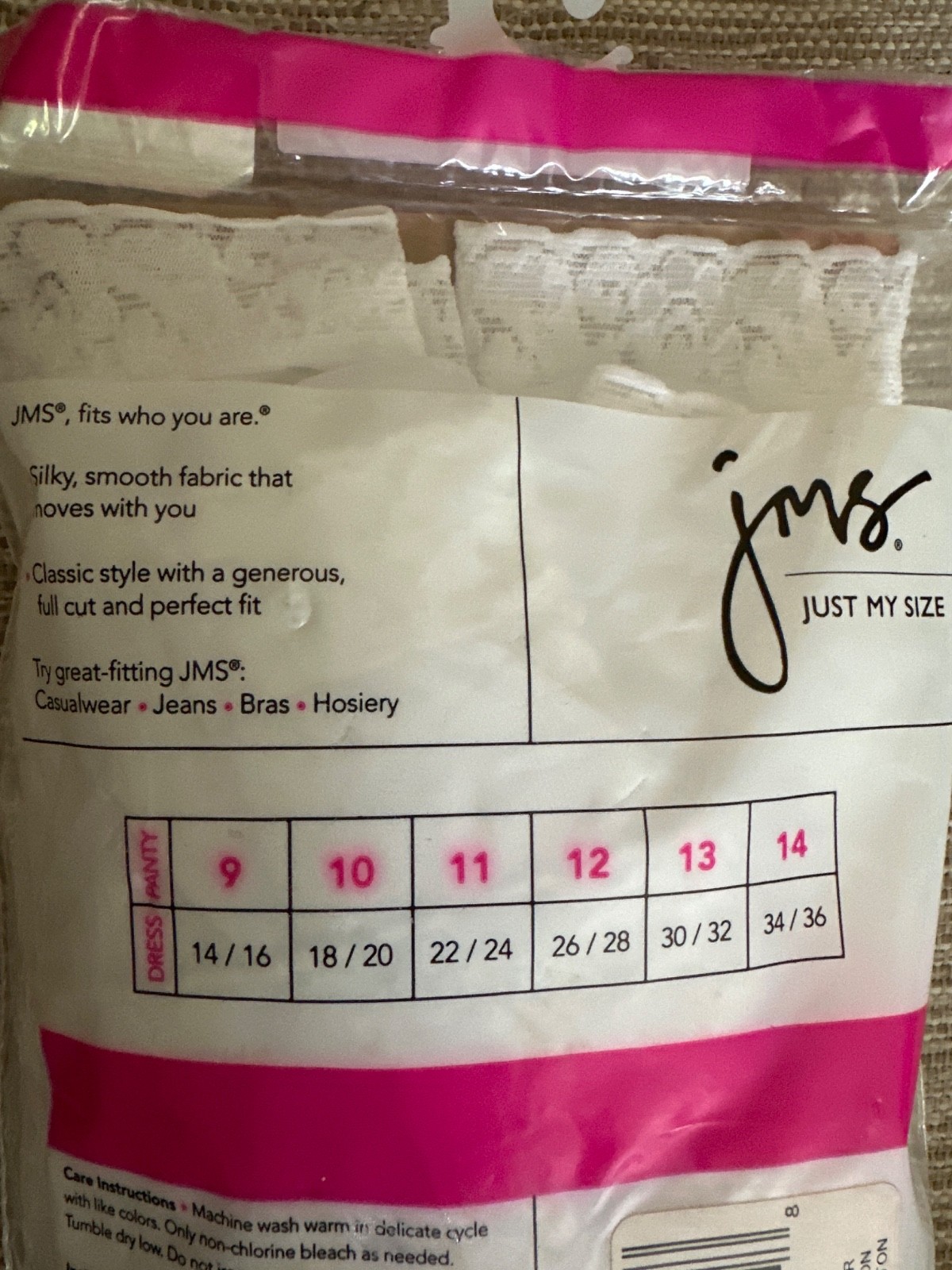 JMS just my size SHINE white lace brief panties 4 pr 2006 NOS size 10 nylon