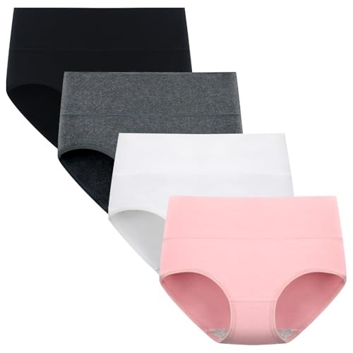 Womens Plus Size Underwear Cotton 4X-Large Black/Dark Hemp Grey/White/Pink