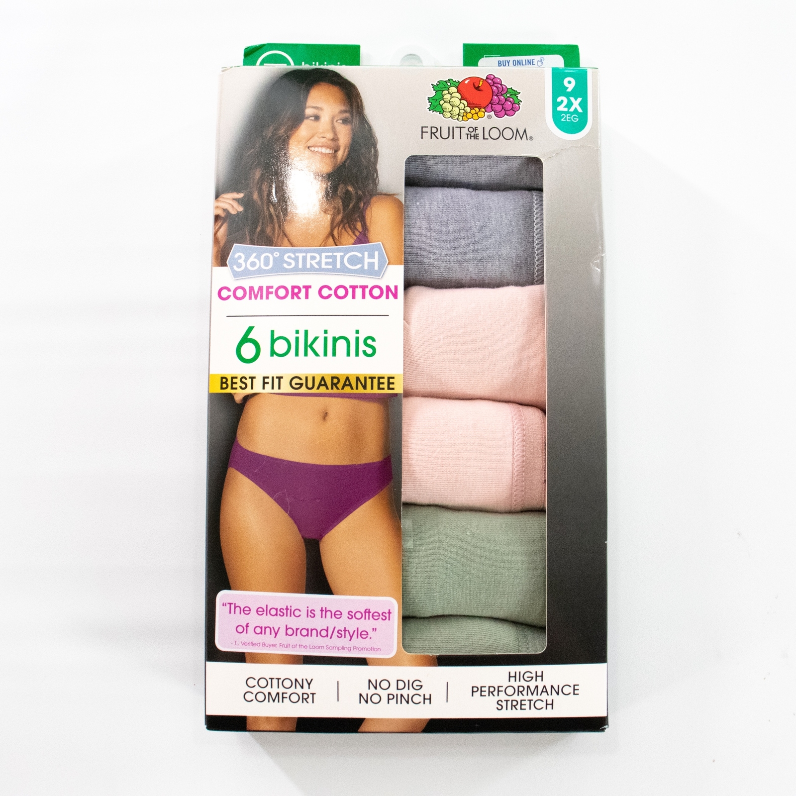 New Fruit of the Loom Fit for Me Comfort Cotton Bikinis Underwear Size 9 2x