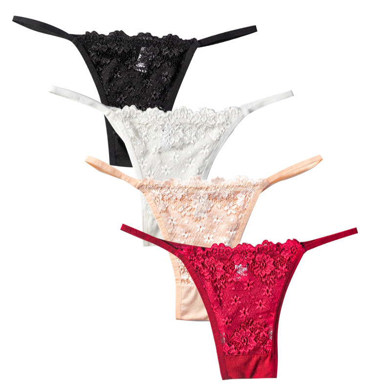 4 Pack Lot Womens Lace Thongs Sexy G-String Briefs Underwear Fashion Panties