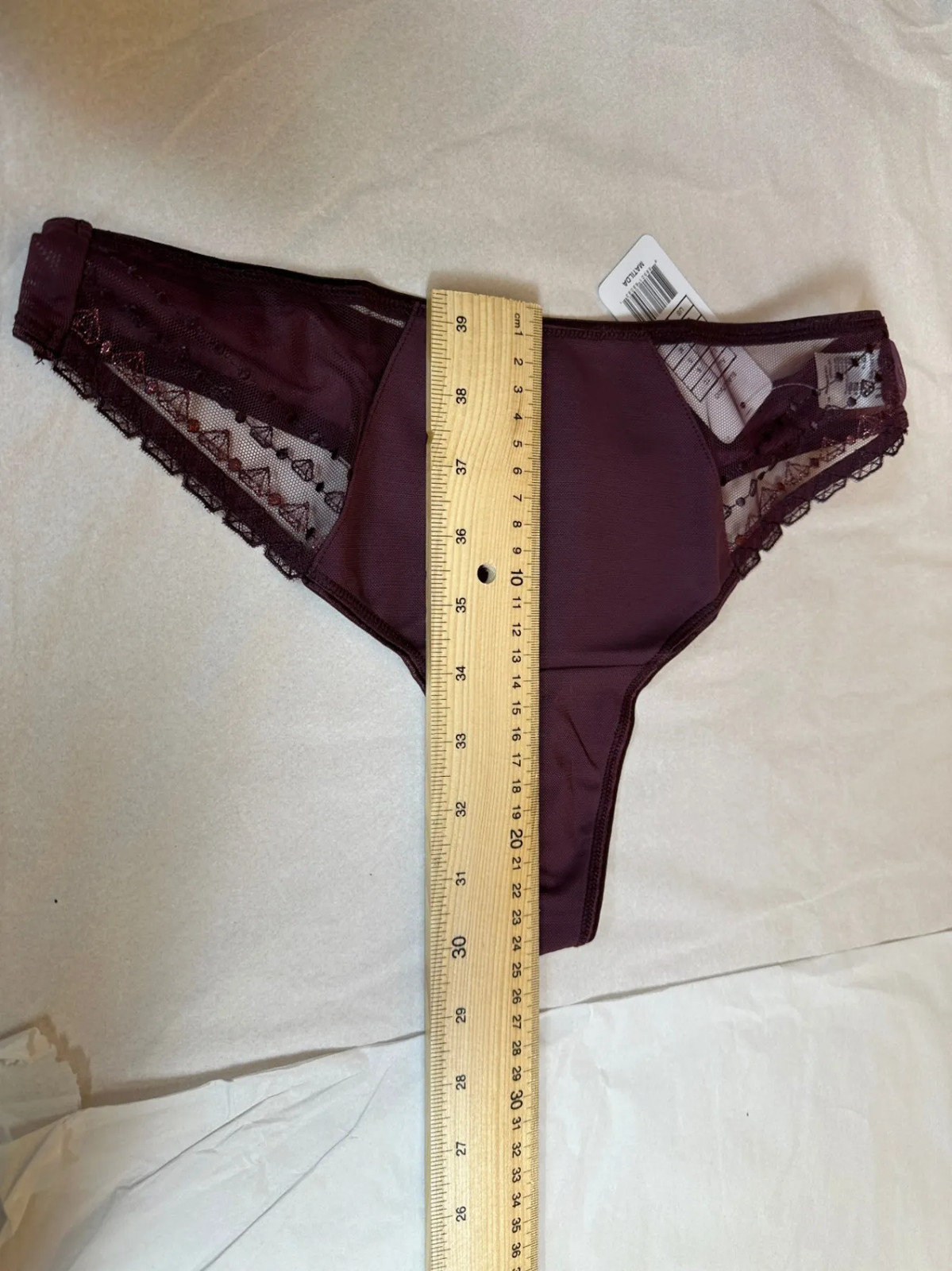 CLEARANCE Elomi Womens Matilda Thong Panties Knickers Size S Wine Burgundy Lace