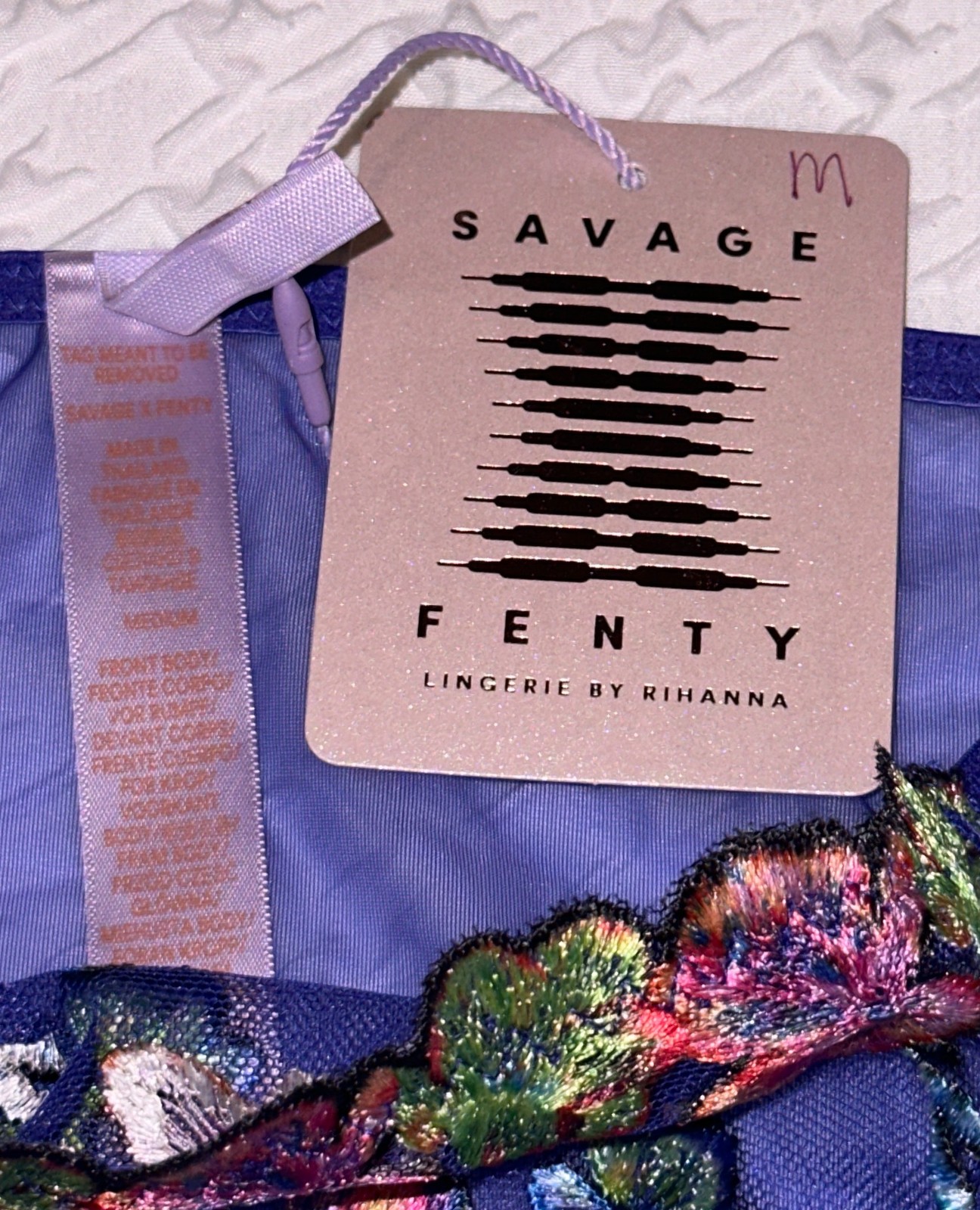 SAVAGE X FENTY Western Wildflower Blue Green String Bikini Panty Womens S 5 M 6